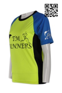 W173吸濕排汗運動T恤 跑步, 長跑T恤  功能性運動衫 T恤制服公司      螢光綠   撞色藍色